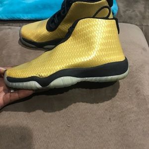 Gold Jordan Futures Kids Sz 4